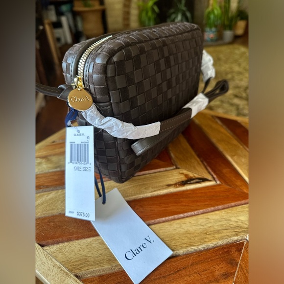 Clare V. Midi Sac - Nappa & Suede Woven Checker Mahagony NWT $375 - Picture 4 of 14